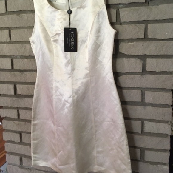 New! Italian made white sateen and linen knee length dress - Picture 2 of 5